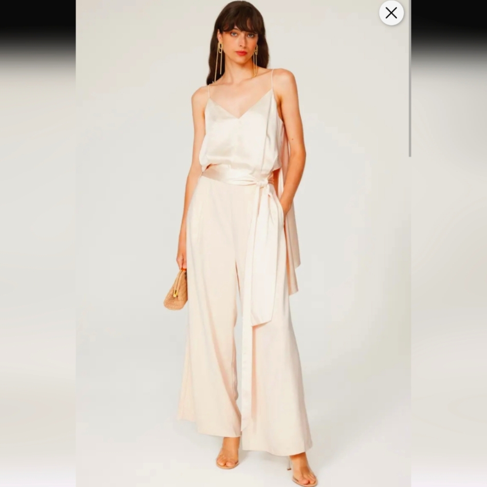 Obando Collective Wide Leg Jumpsuit Size 8 Champagne
